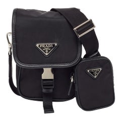 Prada Black Re-Nylon and Saffiano Leather Shoulder Bag