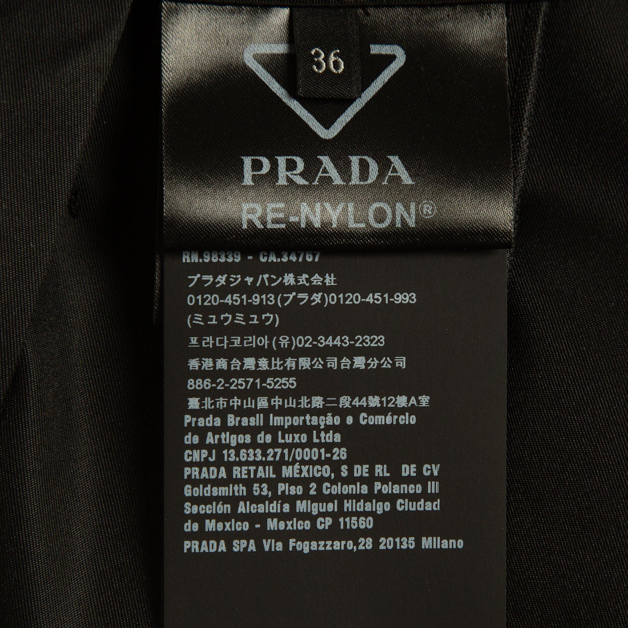 Prada Black Re-Nylon Belt Detail Pleated Mini Skirt XS 1