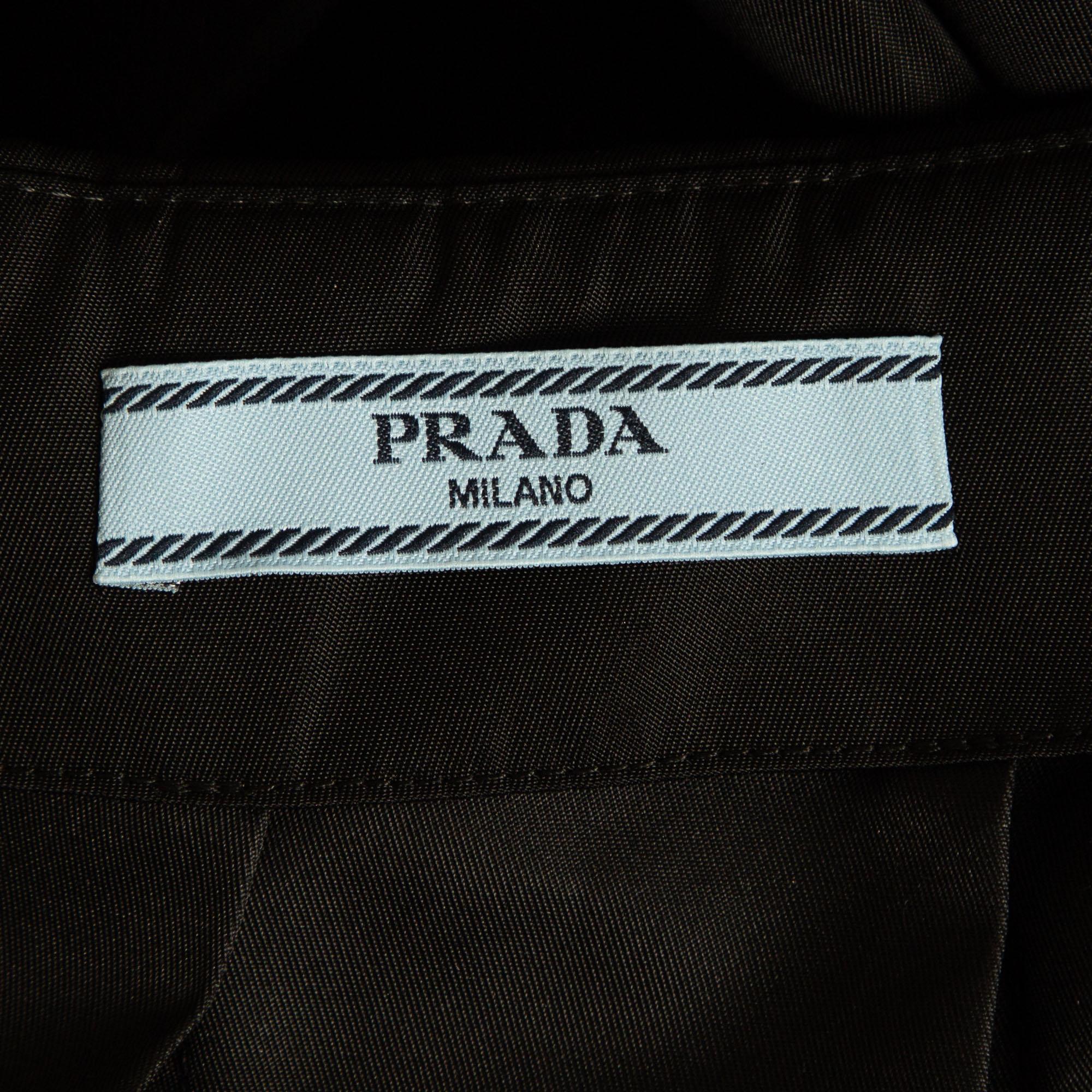 Prada Black Re-Nylon Belt Detail Pleated Mini Skirt XS 3