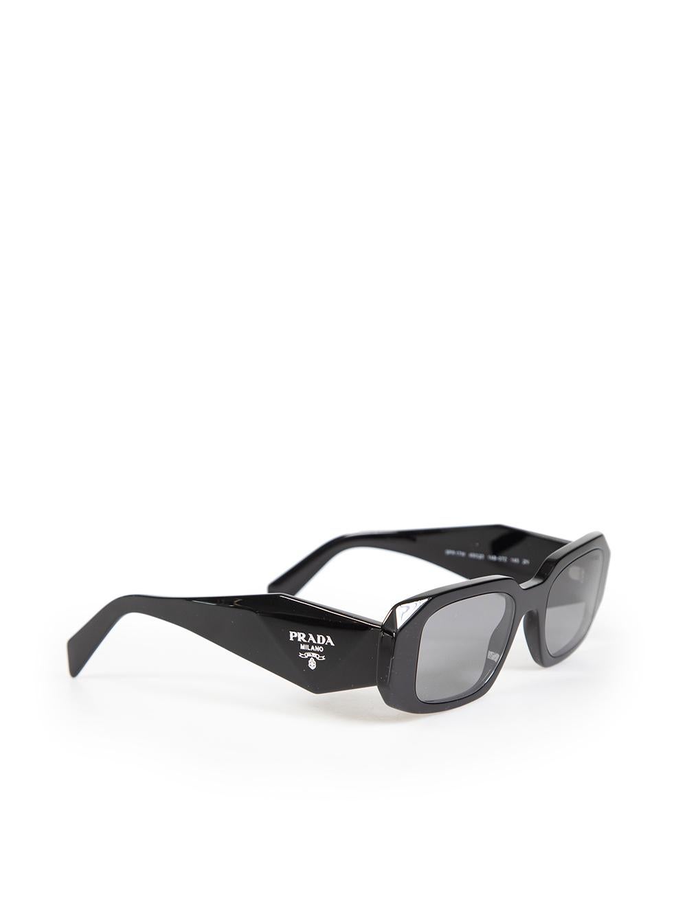 Prada Black Rectangular Frame Grey Tinted Sunglasses In New Condition In London, GB