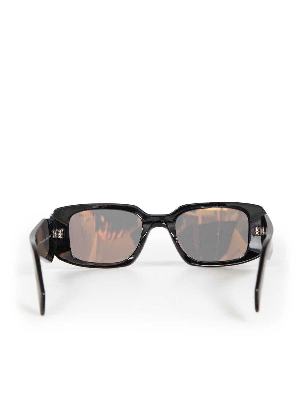 Women's Prada Black Rectangular Frame Grey Tinted Sunglasses