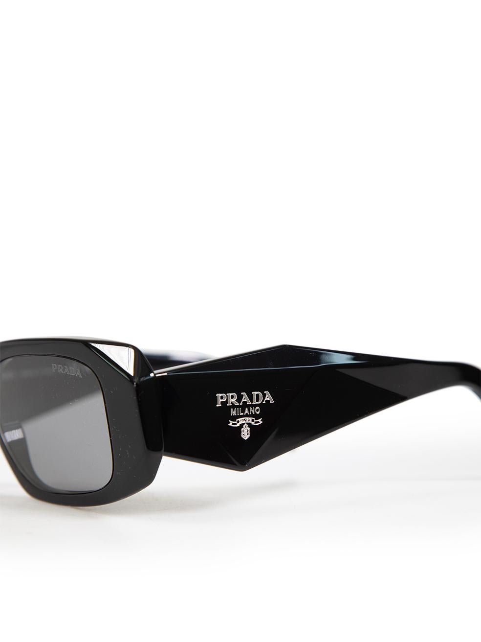 Prada Black Rectangular Frame Grey Tinted Sunglasses 4