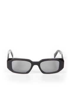 Prada Black Rectangular Frame Grey Tinted Sunglasses