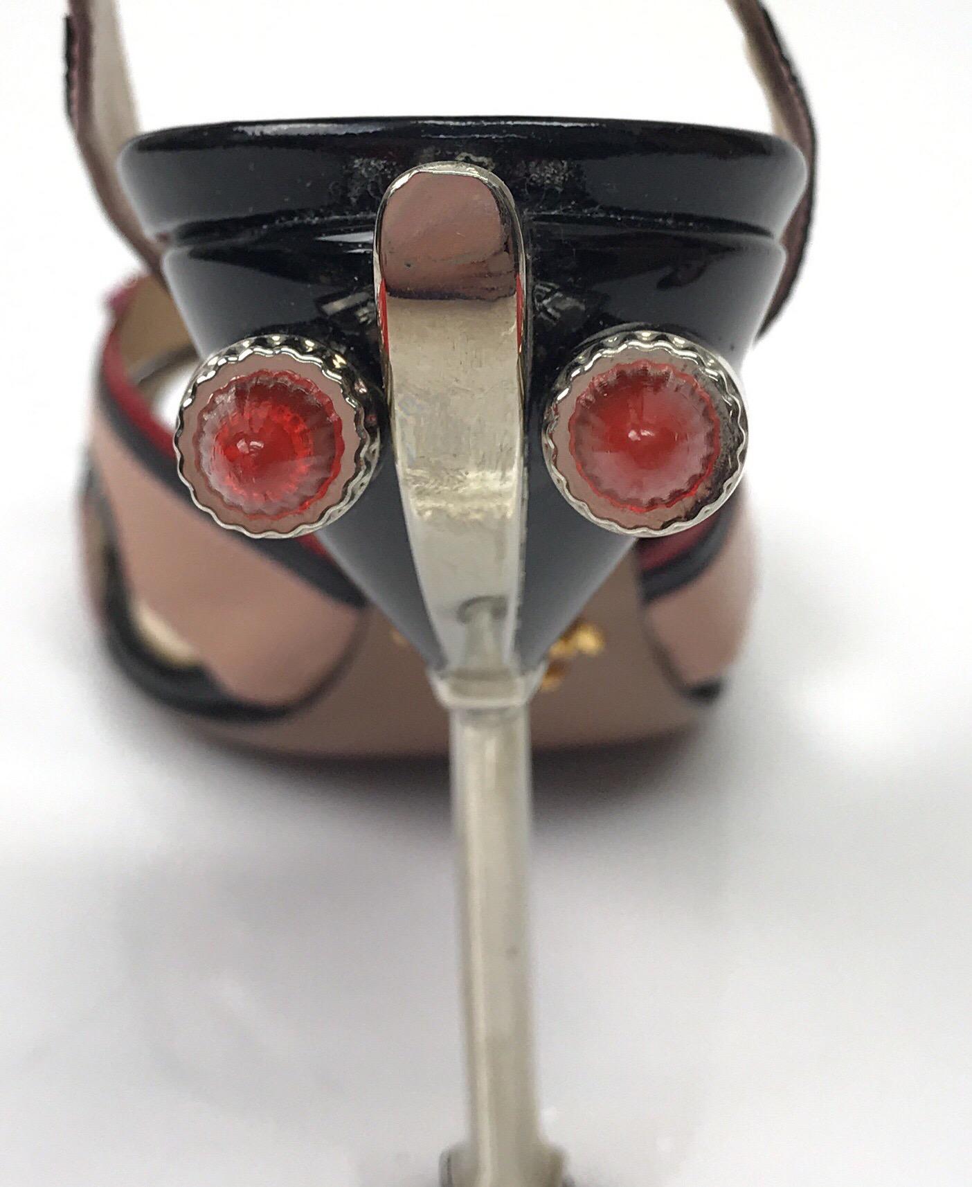 PRADA Black & Red Couture Jeweled Taillight Heels-37.5 1