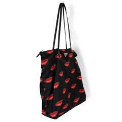 PRADA black red nylon 2019 LIP Shopper Tote Bag 1BY300