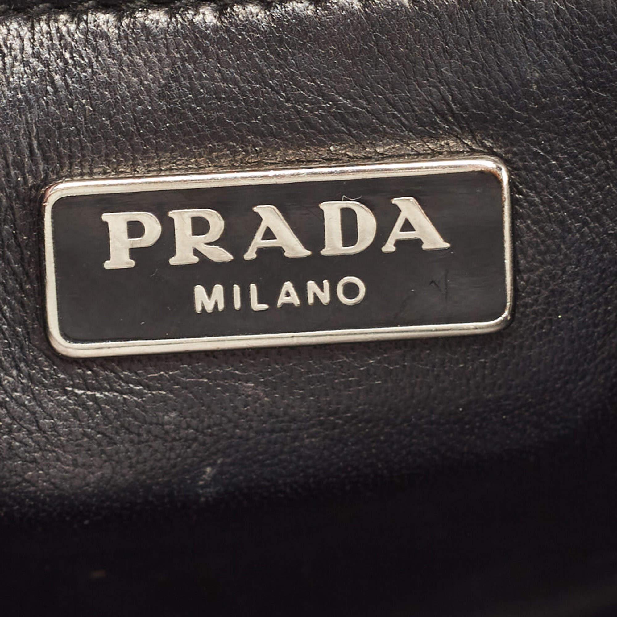 Prada Black/Red Saffiano Print Leather Face Art Top Handle Bag 8