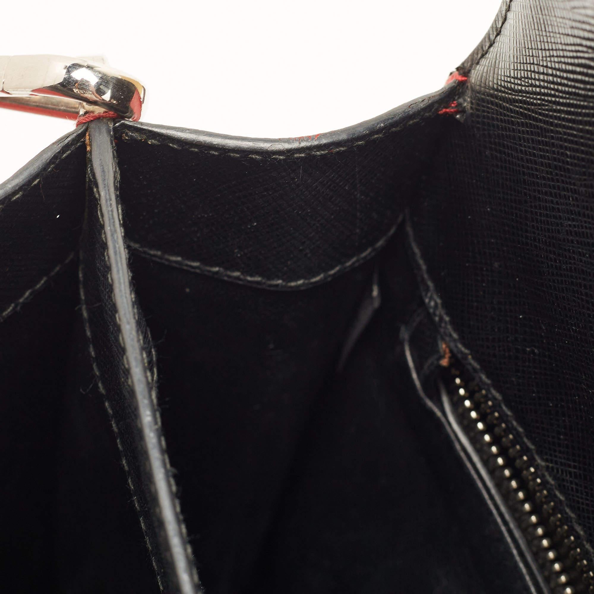 Prada Black/Red Saffiano Print Leather Face Art Top Handle Bag 9