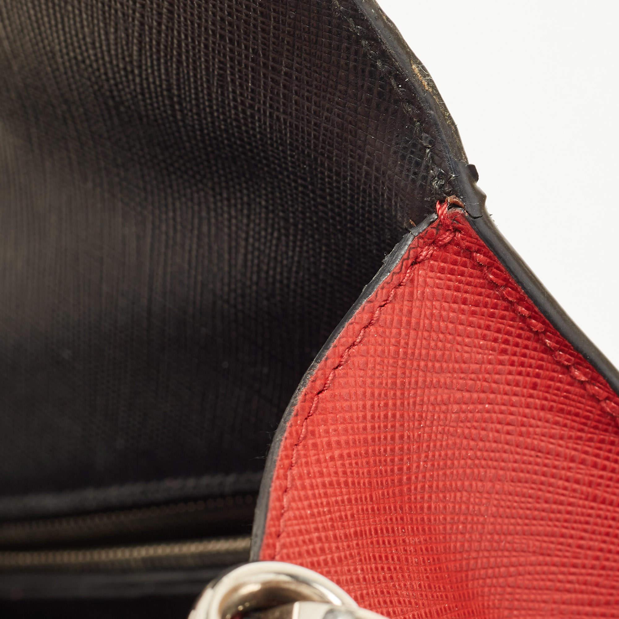 Prada Black/Red Saffiano Print Leather Face Art Top Handle Bag In Good Condition In Dubai, Al Qouz 2