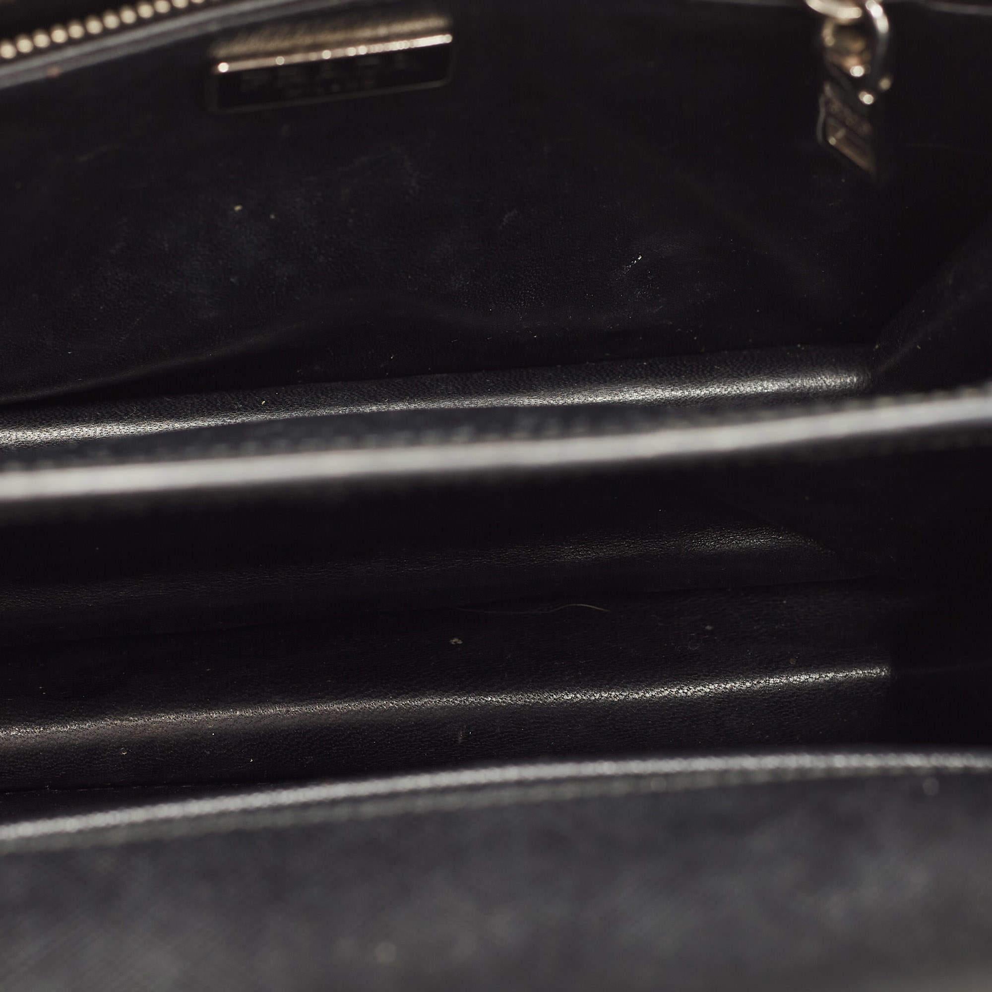 Women's Prada Black/Red Saffiano Print Leather Face Art Top Handle Bag