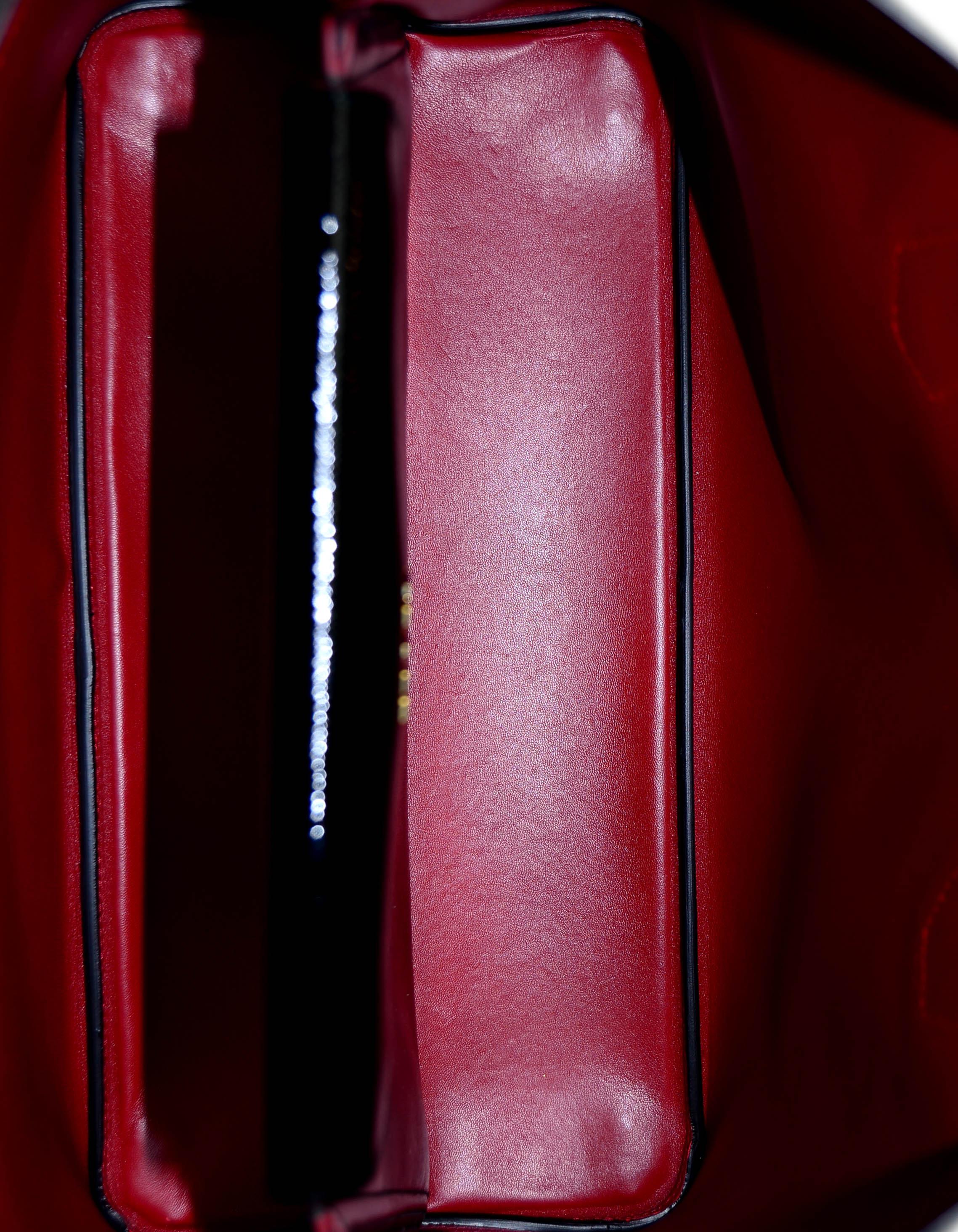 Prada Black/Red Saffiano Vernice Shiny Leather Double Handle Tote Bag w/ Strap 1