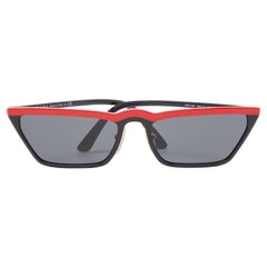 Prada Black/Red SPR 19U Rectangular Sunglasses