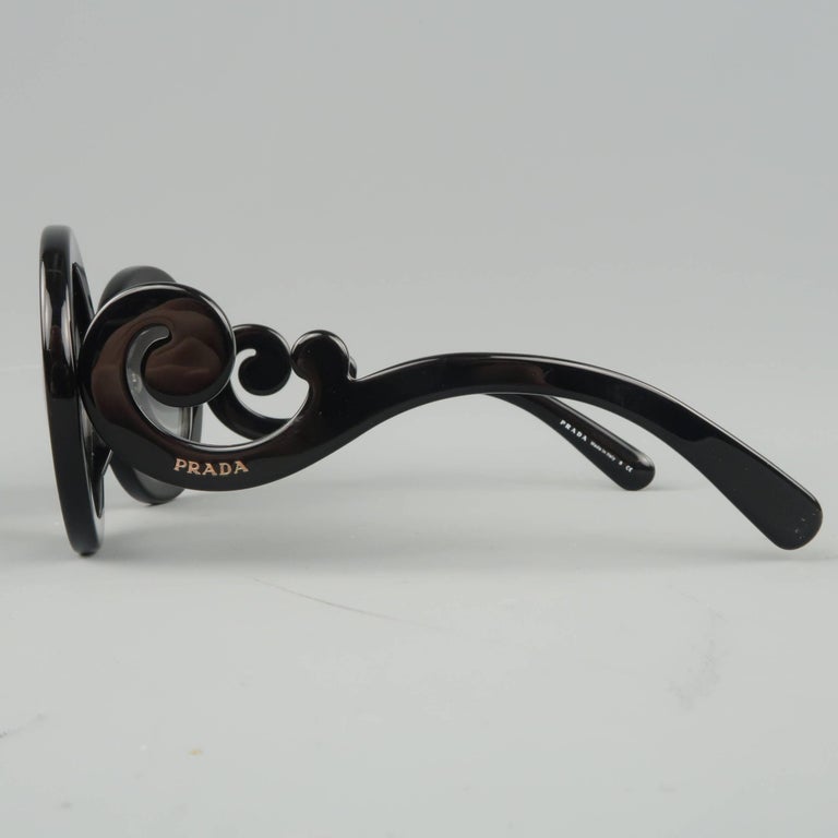 Prada Black Round Lens Baroque Swirl Arm Sunglasses at 1stDibs | prada  swirl sunglasses, baroque sunglasses