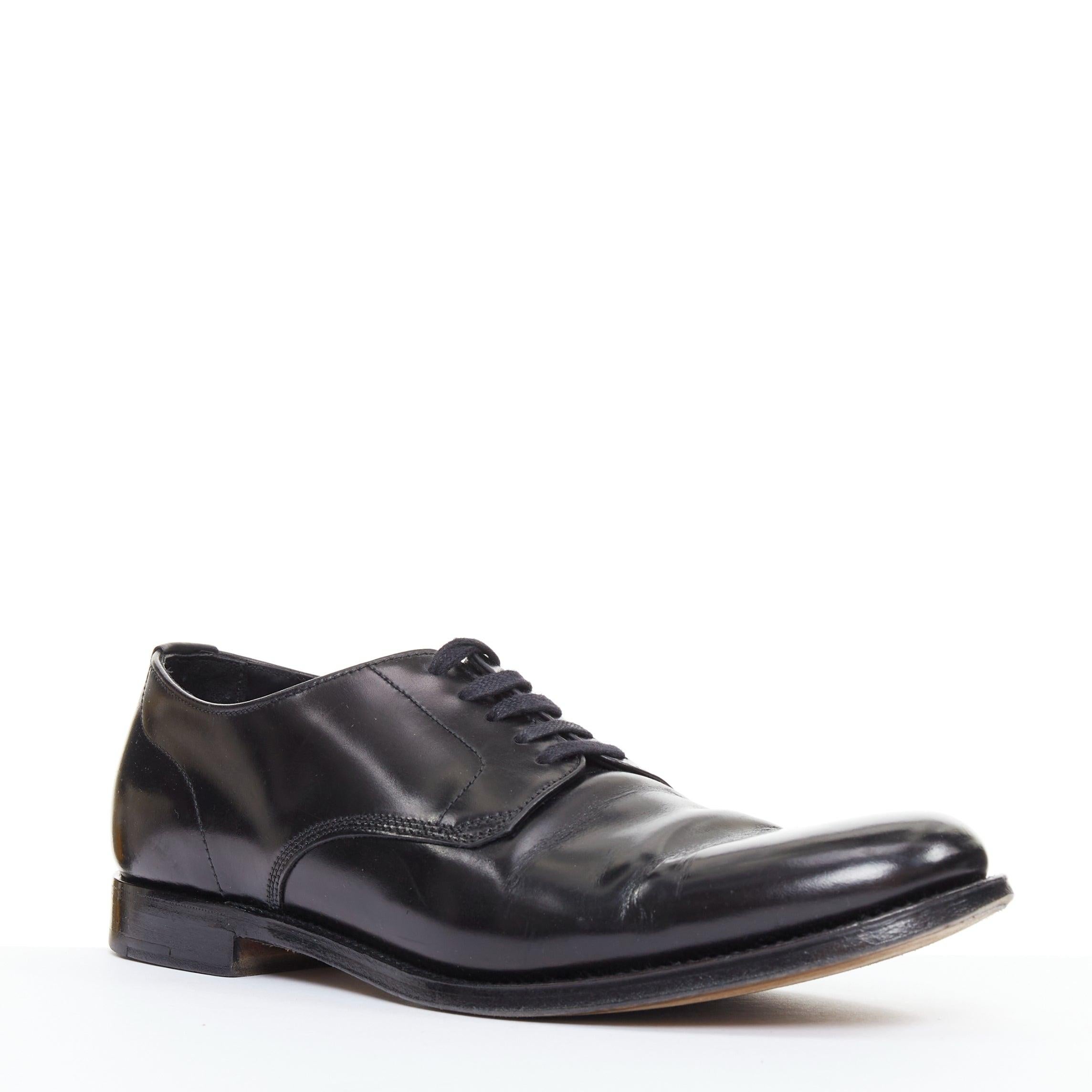 PRADA zapatos de vestir negros con puntera redonda y cordones UK7 EU41 Negro en venta