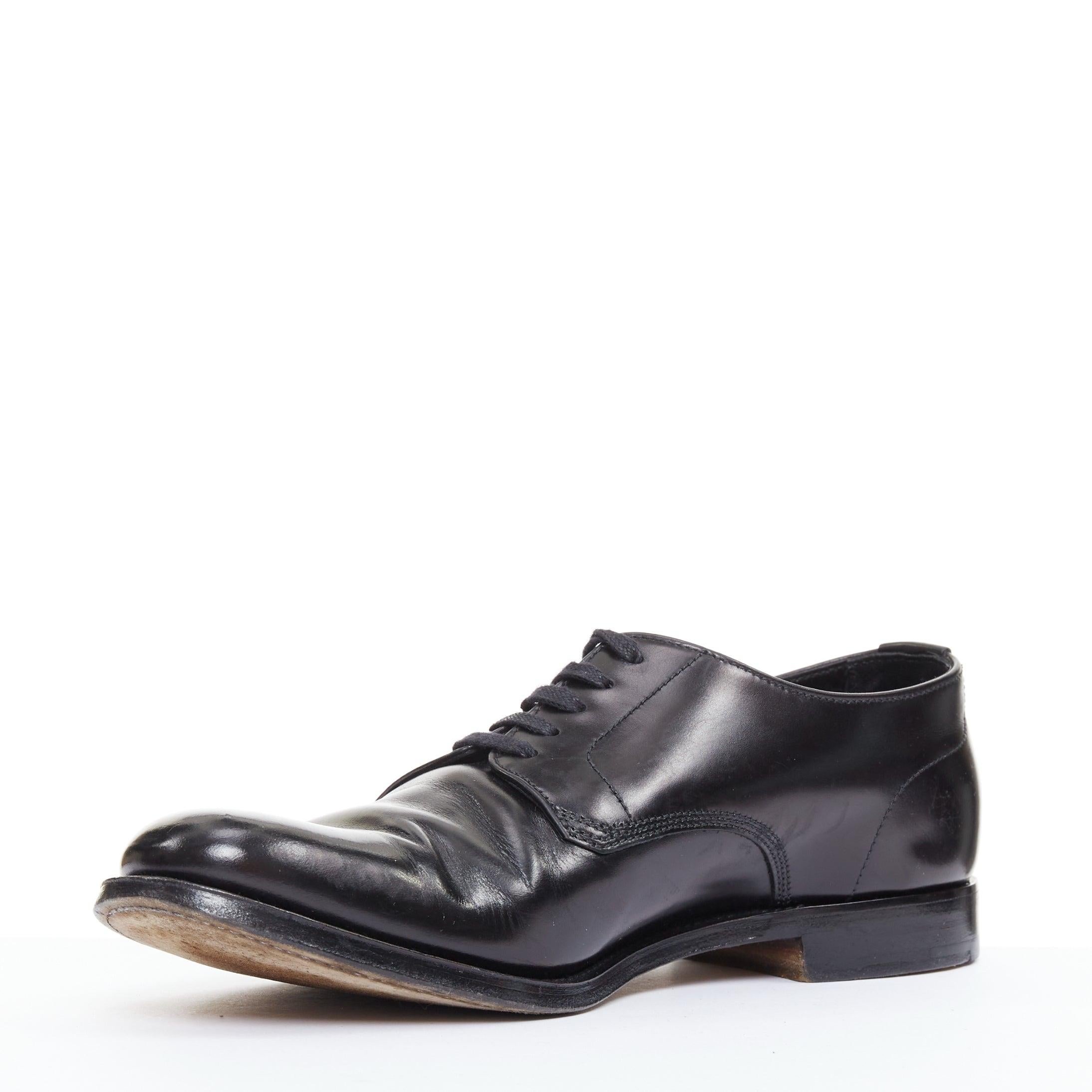 De los hombres PRADA zapatos de vestir negros con puntera redonda y cordones UK7 EU41 en venta