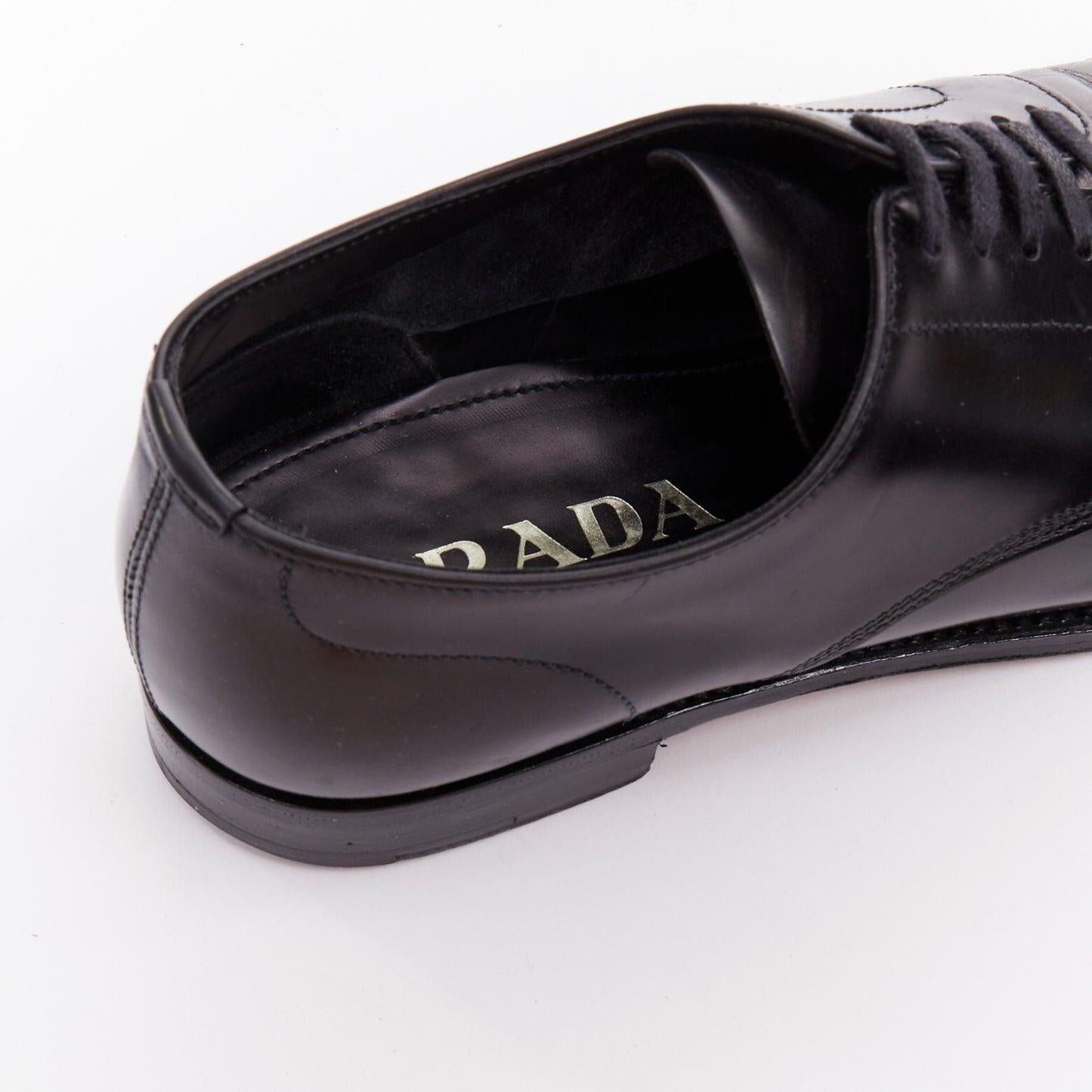 PRADA zapatos de vestir negros con puntera redonda y cordones UK7 EU41 en venta 3
