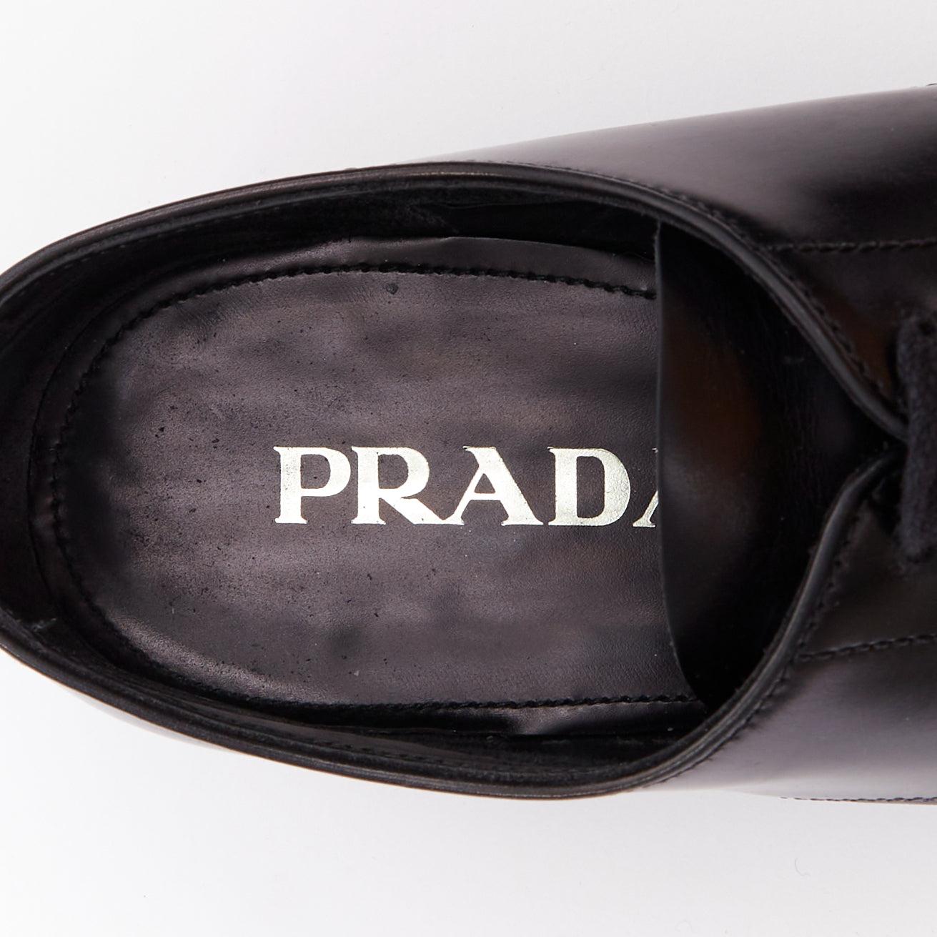 PRADA zapatos de vestir negros con puntera redonda y cordones UK7 EU41 en venta 4