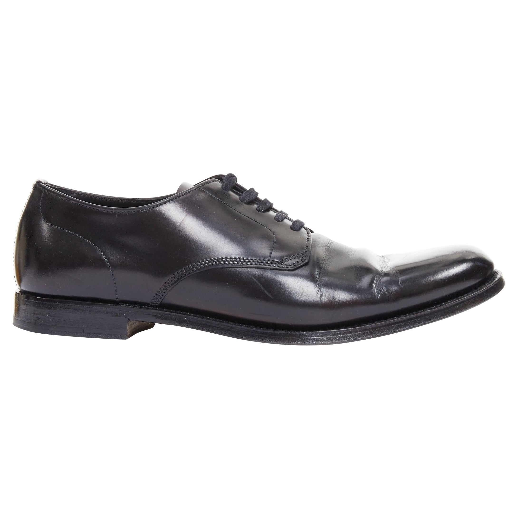 PRADA zapatos de vestir negros con puntera redonda y cordones UK7 EU41