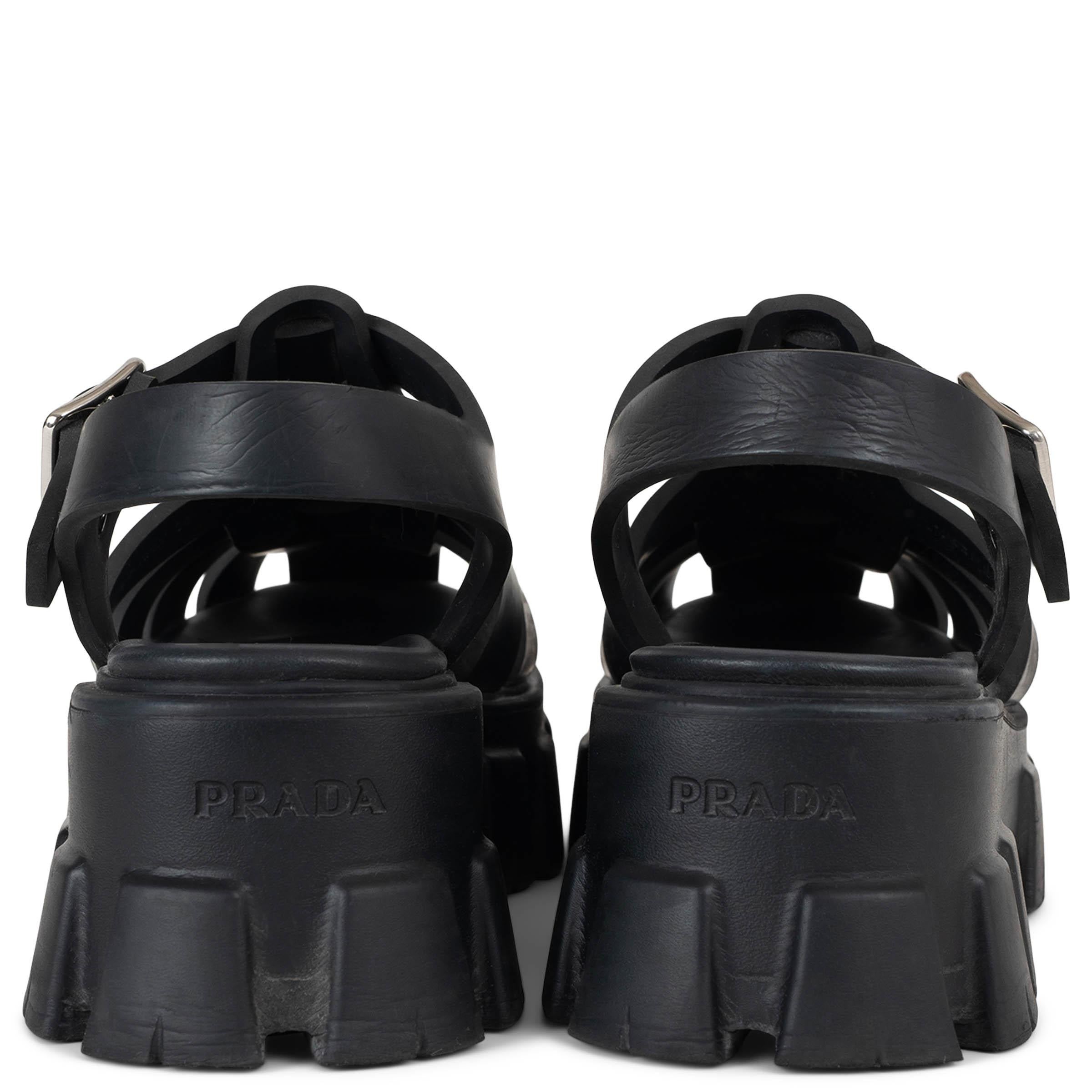 PRADA black rubber 2022 MONOLITH FISCHERMAN Sandals Shoes 36 Pour femmes en vente