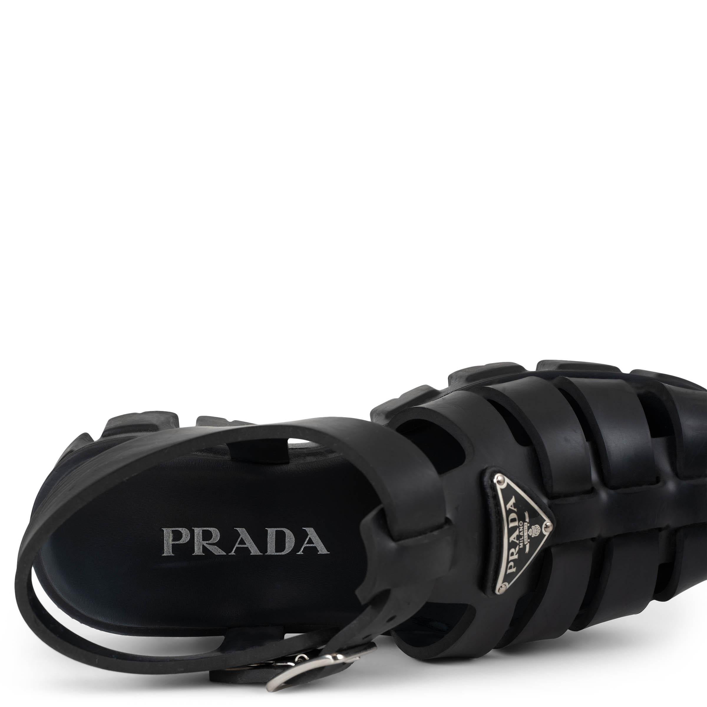 PRADA black rubber 2022 MONOLITH FISCHERMAN Sandals Shoes 36 en vente 3