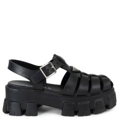 PRADA black rubber 2022 MONOLITH FISCHERMAN Sandals Shoes 36
