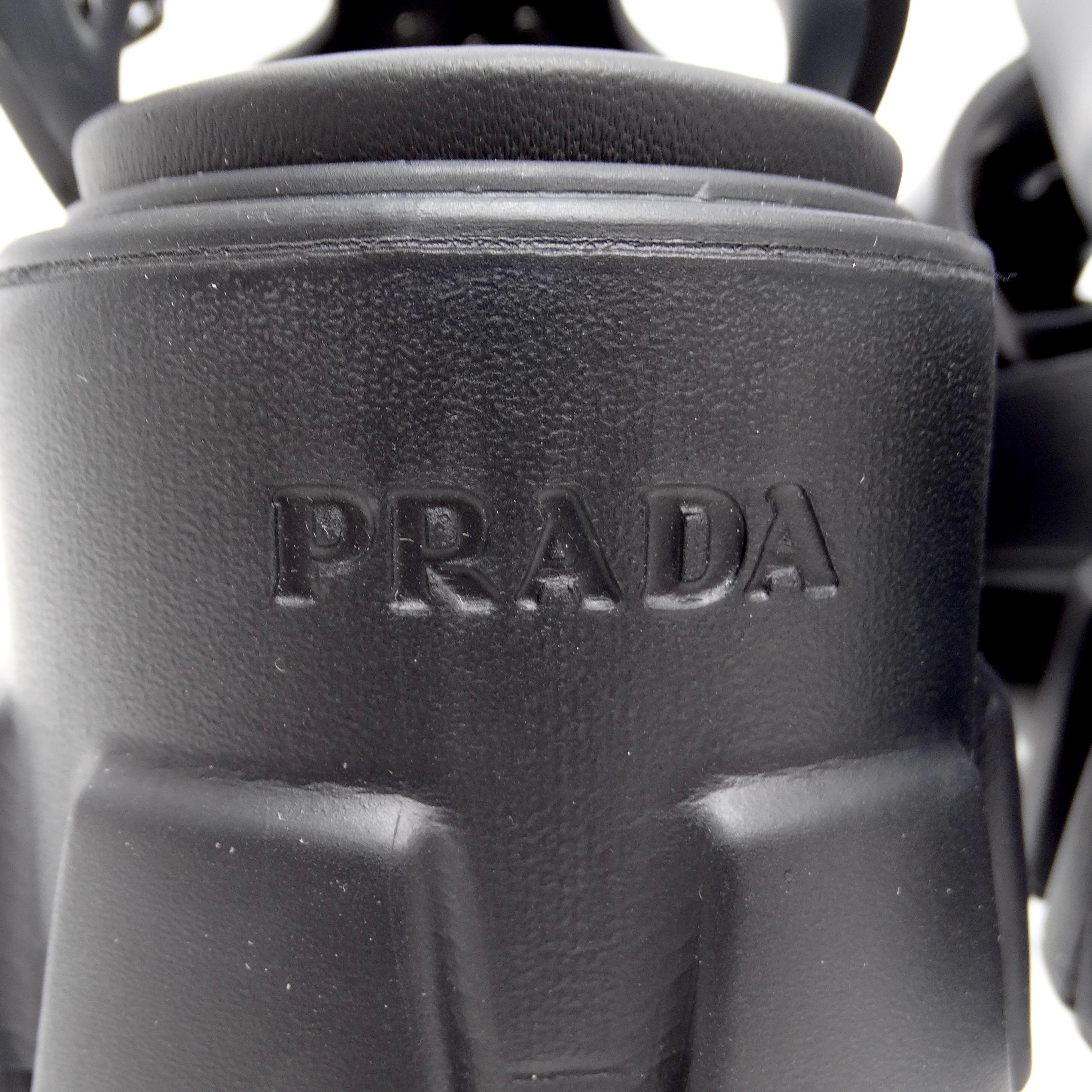 Prada Black Rubber Caged Slingback Platform Sandals 5