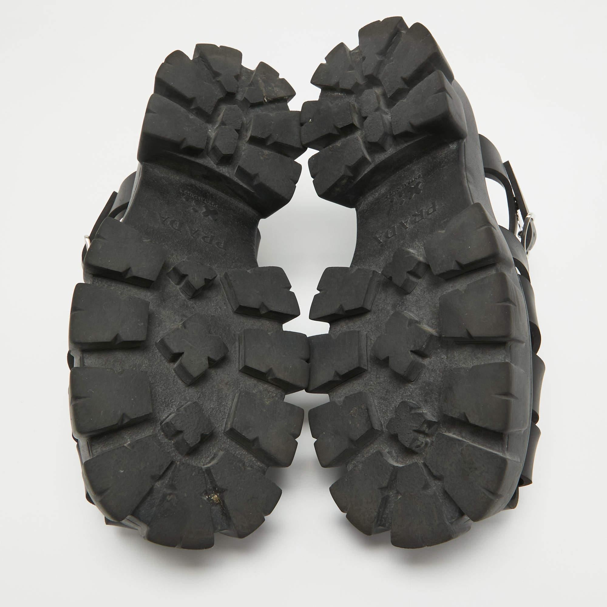 Prada Black Rubber Platform Ankle Strap Sandals Size 41 4