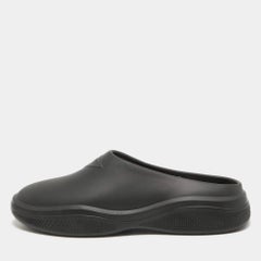 Prada Black Rubber Slip On Mules Size 42