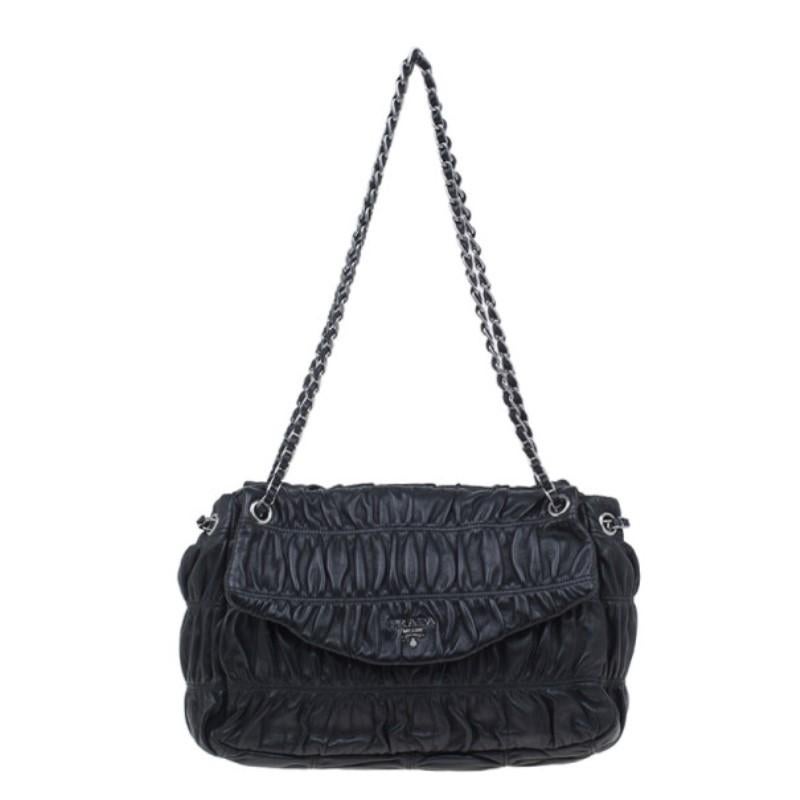 Prada ruched leather bag sale