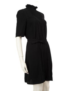 Prada Black Ruffle Mock Neck Dress Size S