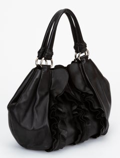 Prada Black Ruffle Nappa Handbag
