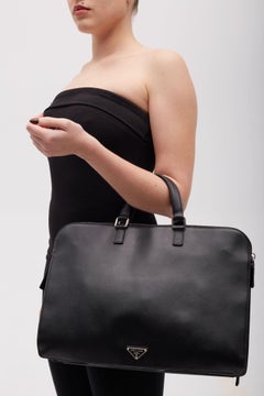 Prada Black Saffiano Business Briefcase Bag