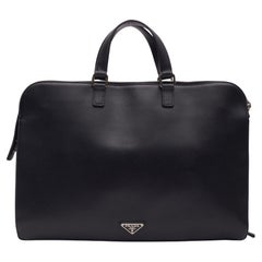 Prada Black Saffiano Business Briefcase Bag