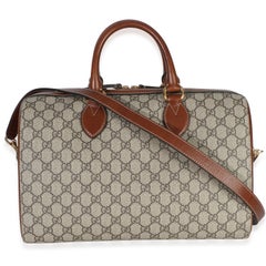 Gucci Brown GG Supreme Monogram Large Boston Bag