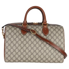 Gucci Brown GG Supreme Monogram Large Boston Bag