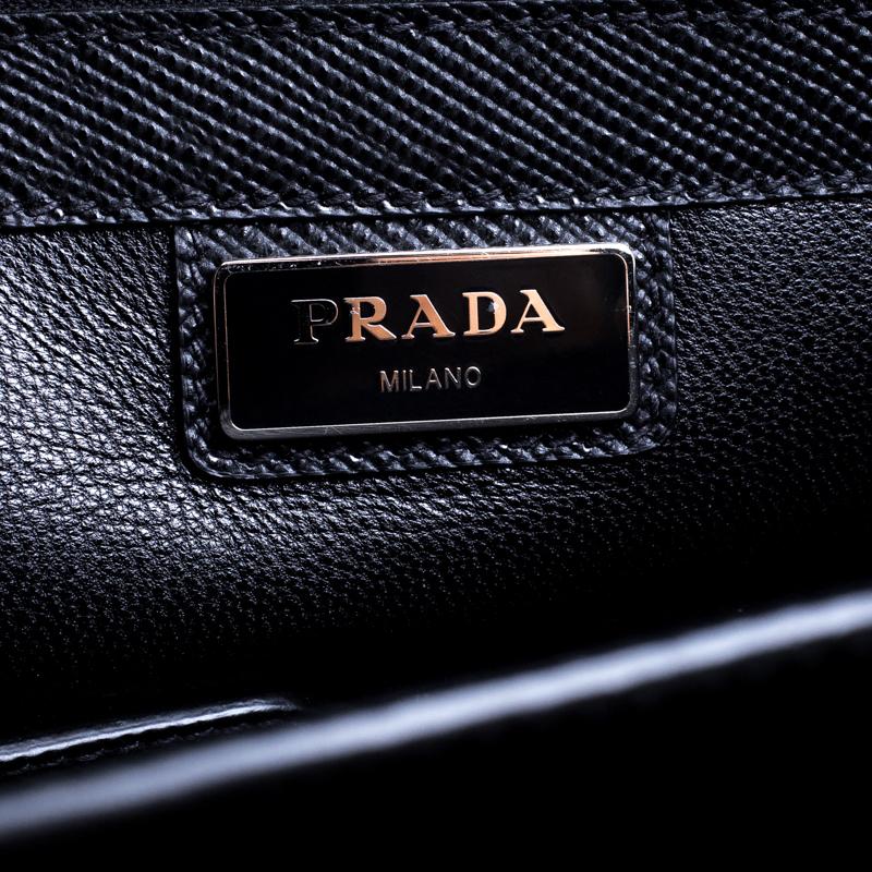 Prada Black Saffiano Cuir Leather Briefcase 5