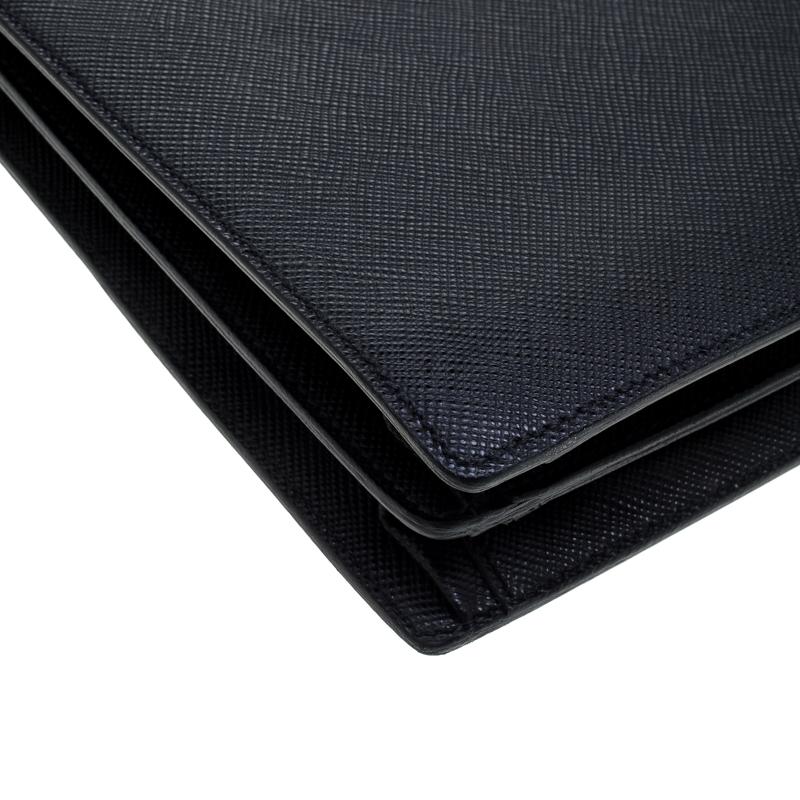 Prada Black Saffiano Cuir Leather Briefcase 1