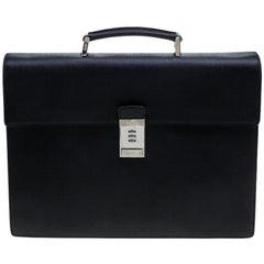 Prada Black Saffiano Cuir Leather Briefcase