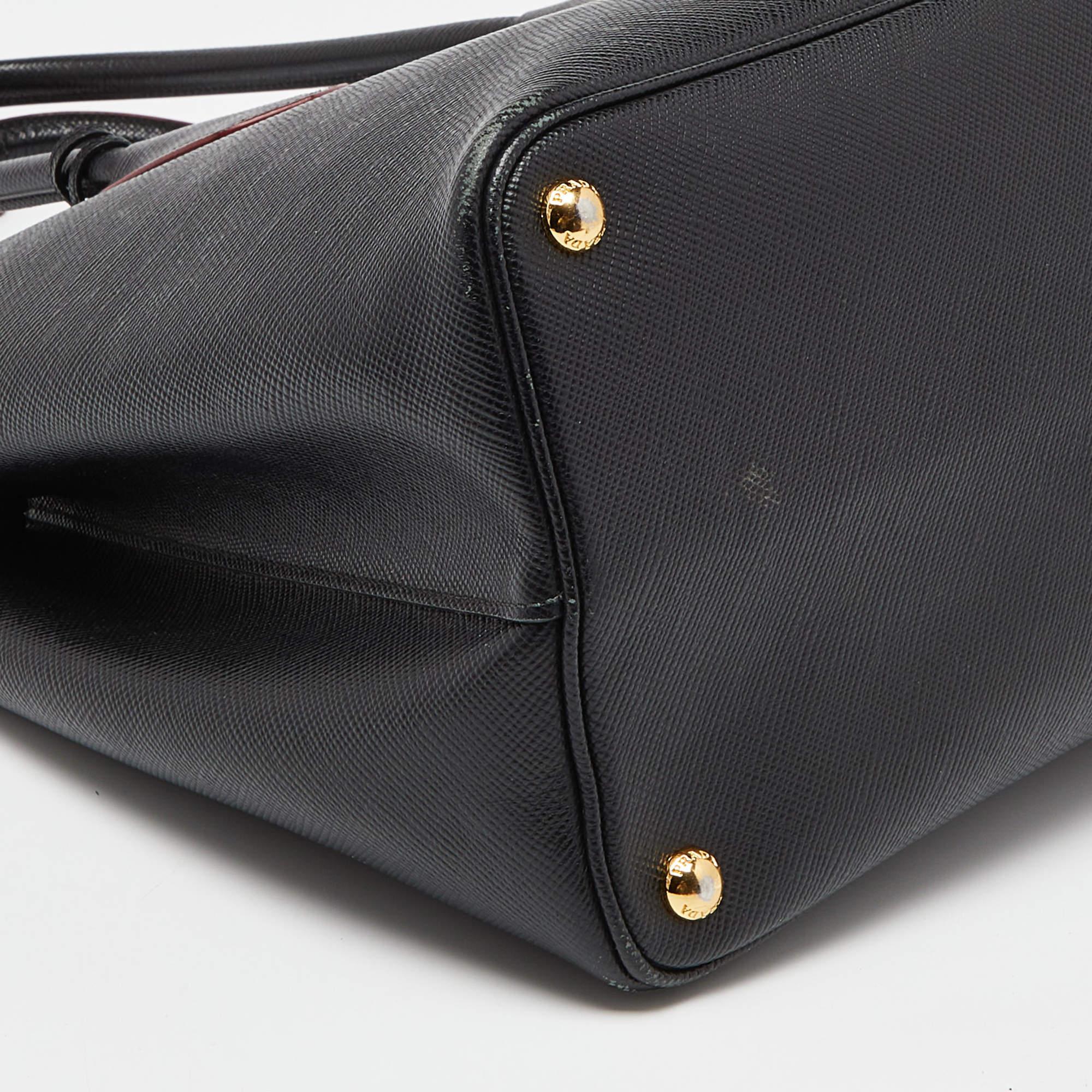 Prada Black Saffiano Cuir Leather Large Double Handle Tote 4