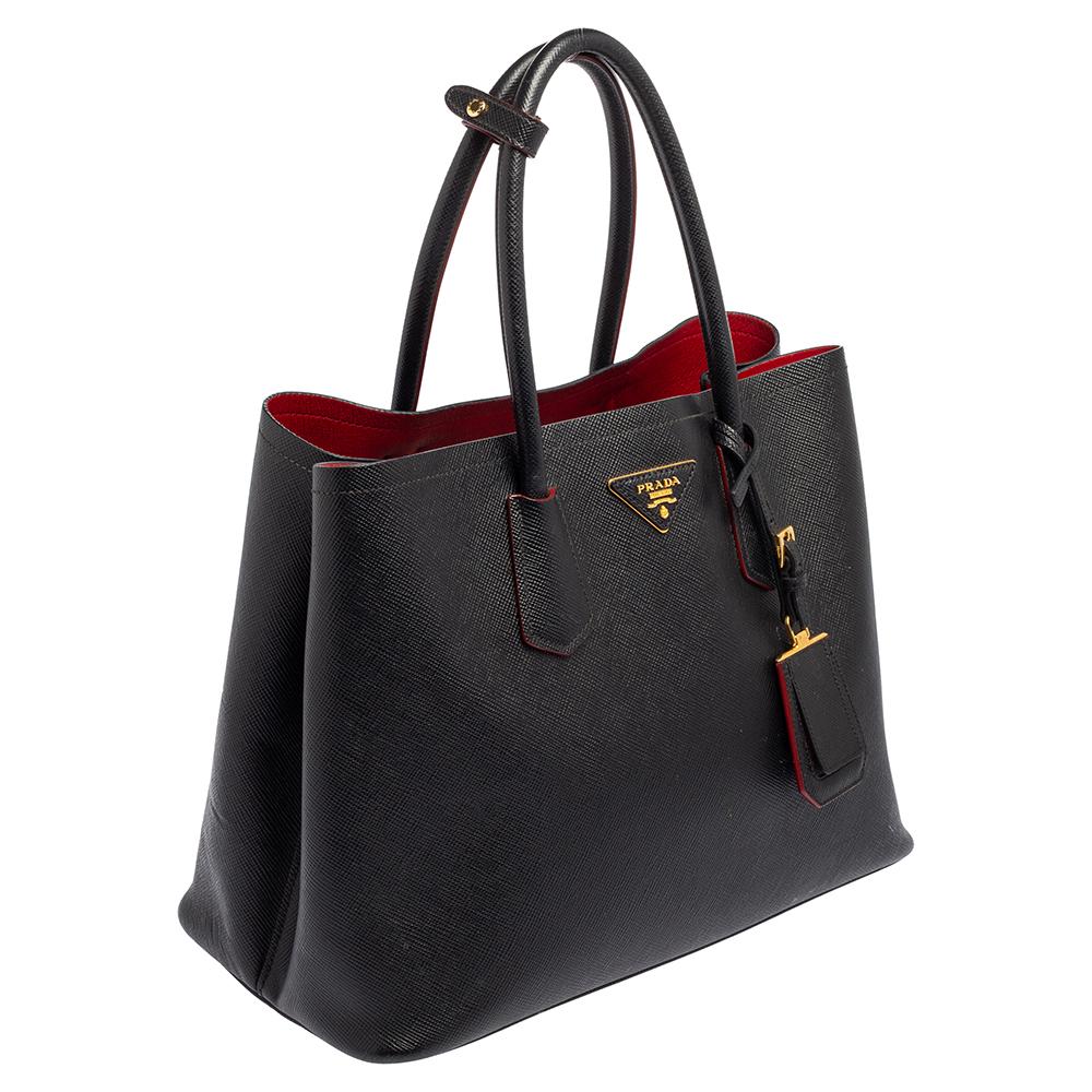 prada black bag red interior