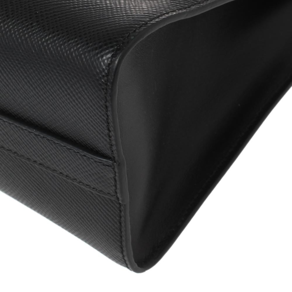 Prada Black Saffiano Cuir Leather Monochrome Shoulder Bag 6