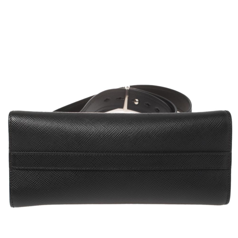 Prada Black Saffiano Cuir Leather Monochrome Shoulder Bag 1