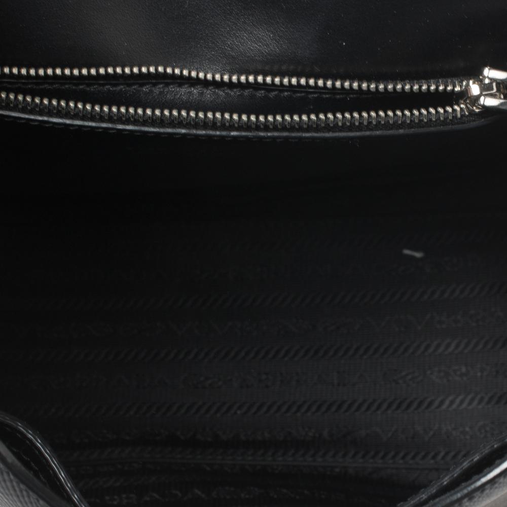 Prada Black Saffiano Cuir Leather Monochrome Shoulder Bag 2