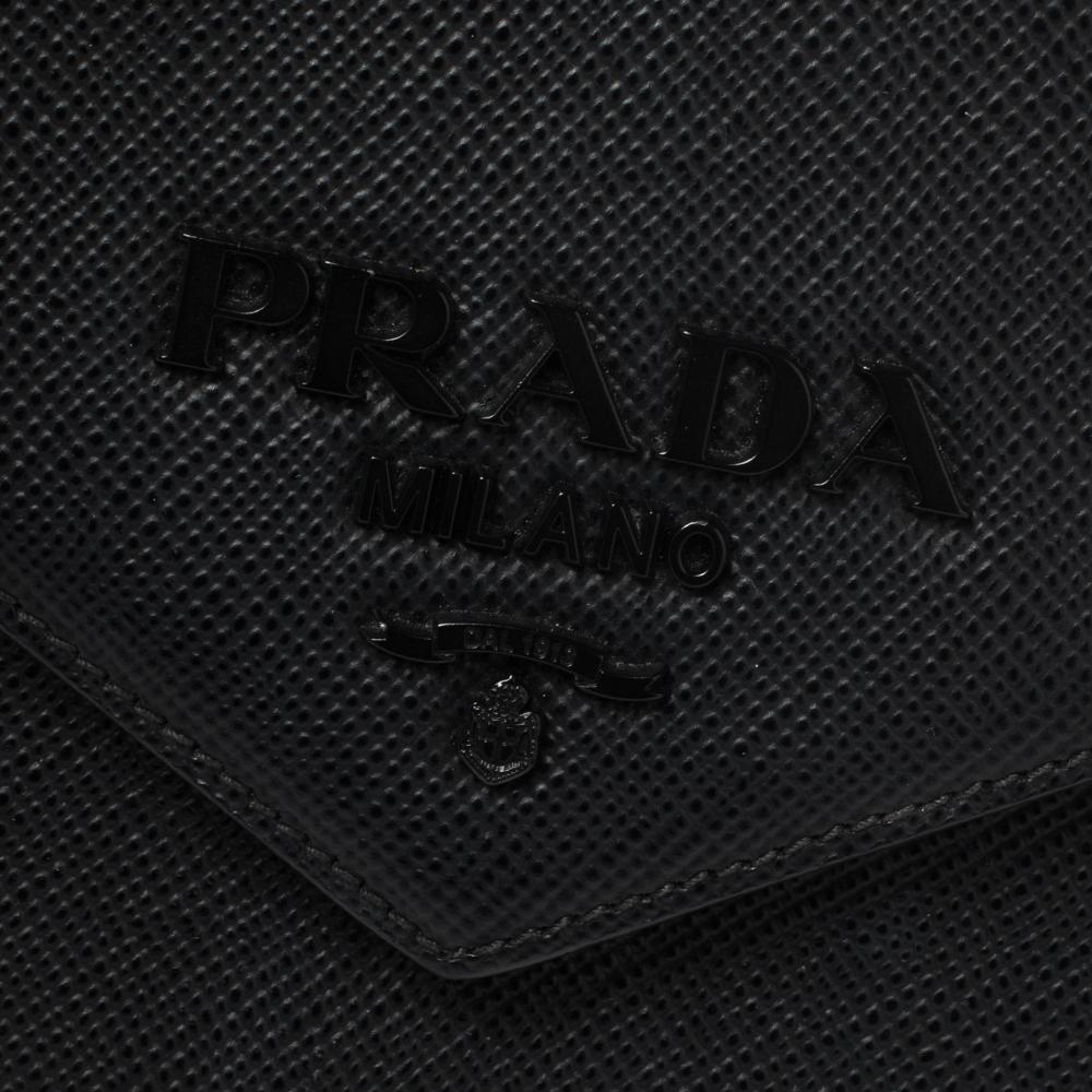 Prada Black Saffiano Cuir Leather Monochrome Shoulder Bag 3