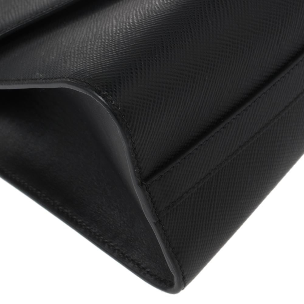 Prada Black Saffiano Cuir Leather Monochrome Shoulder Bag 4