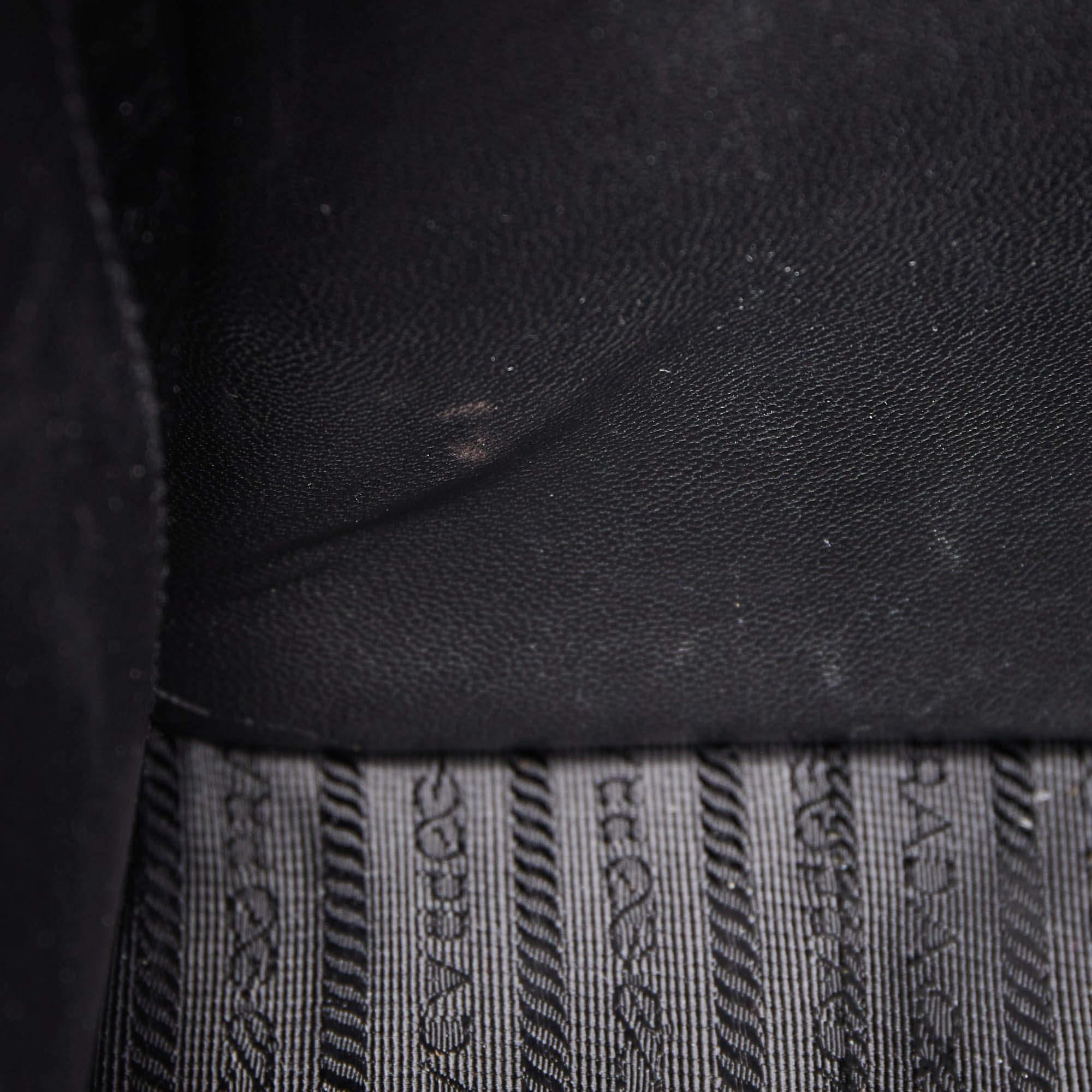 Prada Black Saffiano Cuir Leather Small Monochrome Tote 3