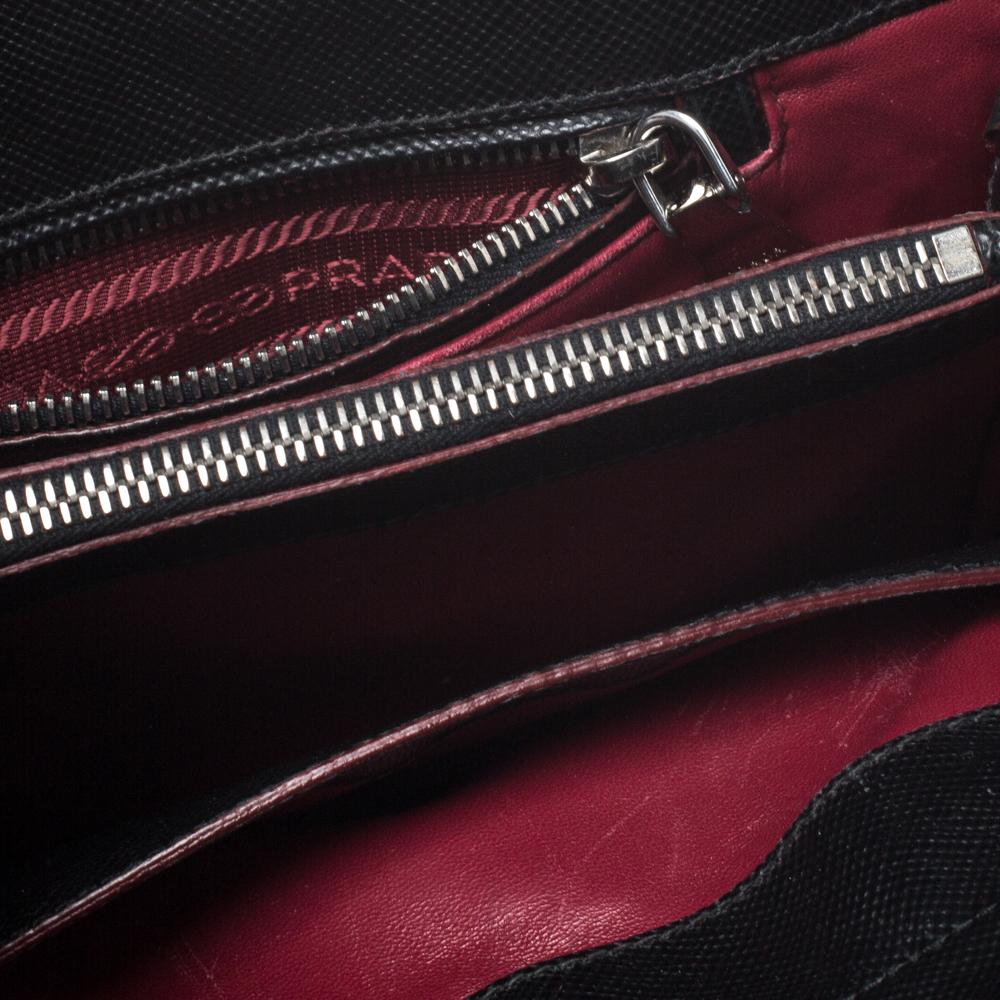 Prada Black Saffiano Cuir Leather Twin Bag 2