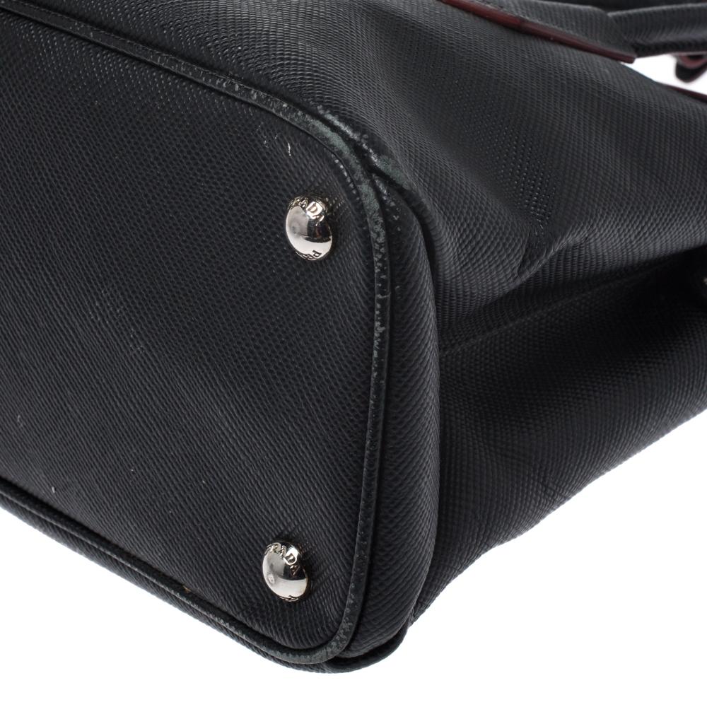 Prada Black Saffiano Cuir Leather Twin Bag 3