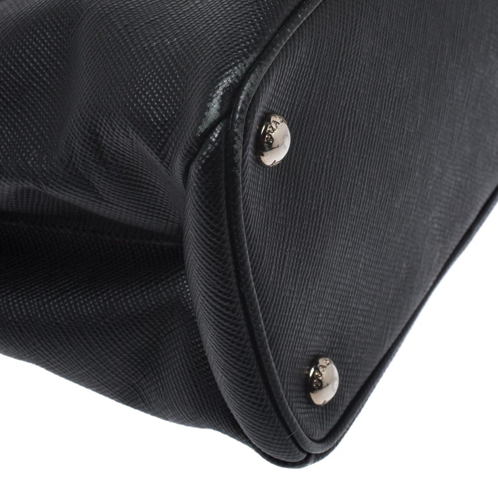 Prada Black Saffiano Cuir Leather Twin Bag 4