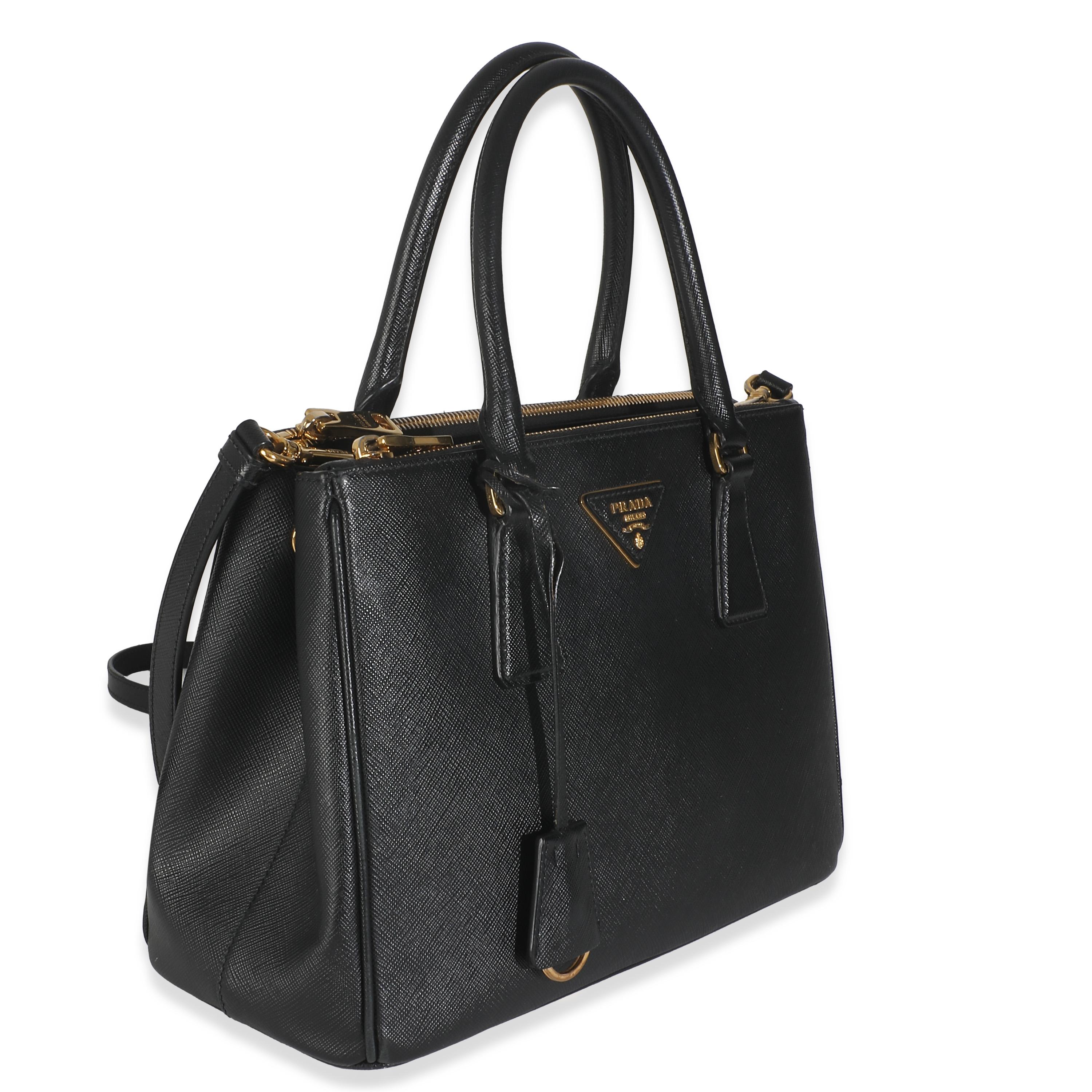 Prada Schwarz Saffiano Galleria Small Double Zip Tote im Zustand „Hervorragend“ im Angebot in New York, NY