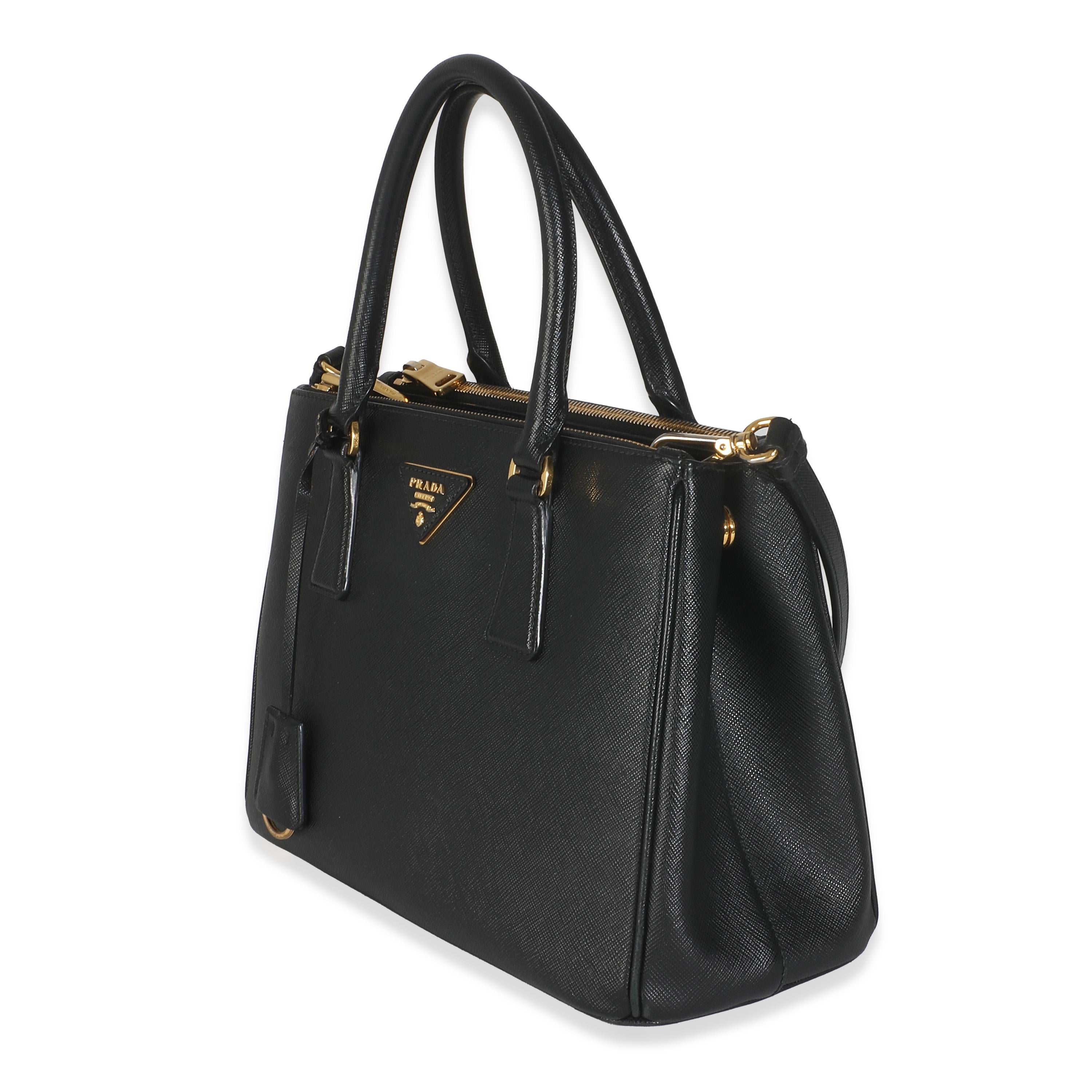 Prada Schwarz Saffiano Galleria Small Double Zip Tote für Damen oder Herren im Angebot